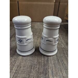 Longaberger Pottery Woven Traditions Heritage Blue Salt & Pepper Shakers Set